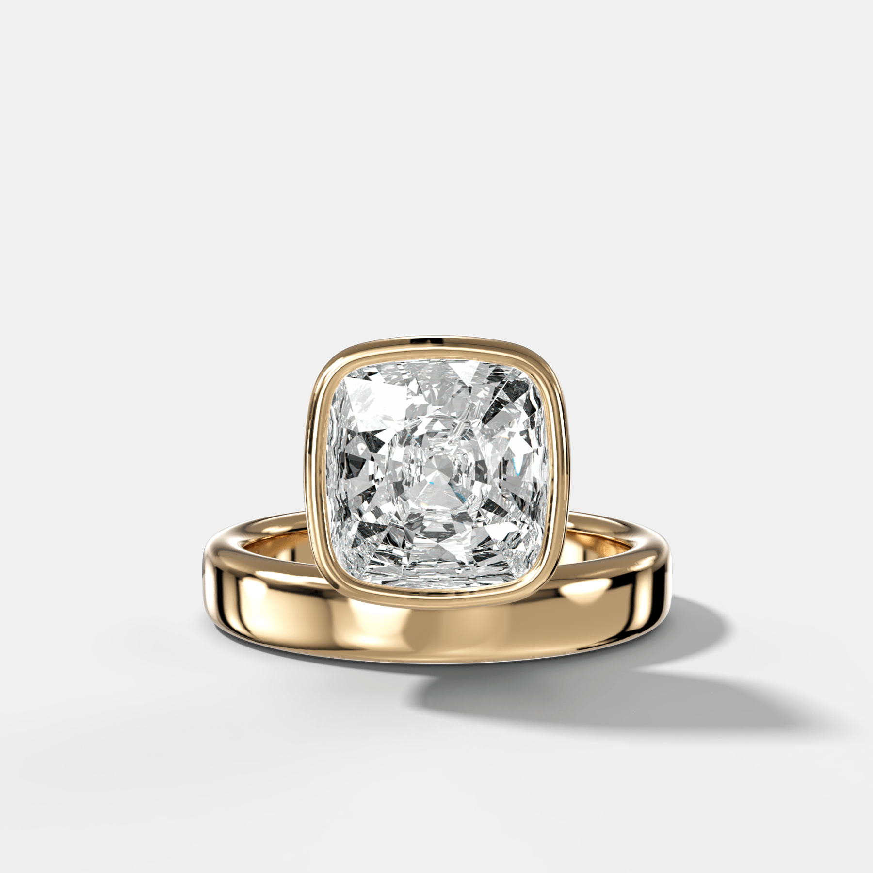 Floating Engagement Ring with Square Cushion Cut Diamond - GOODSTONE