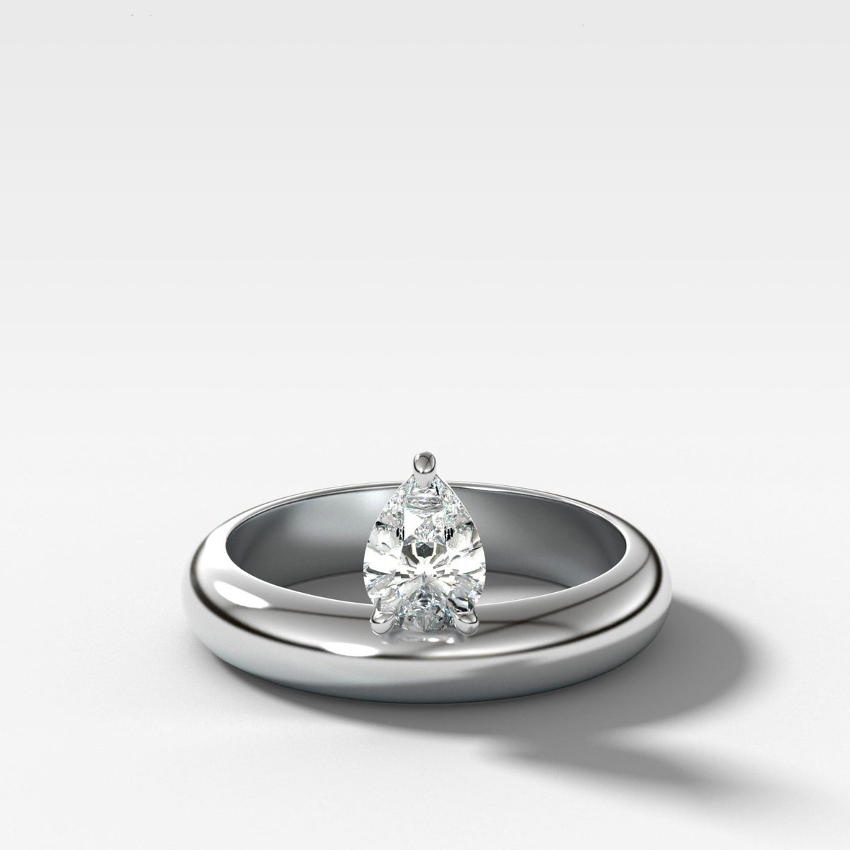 Floating Harper Wedding Band with a Pear - GOODSTONE