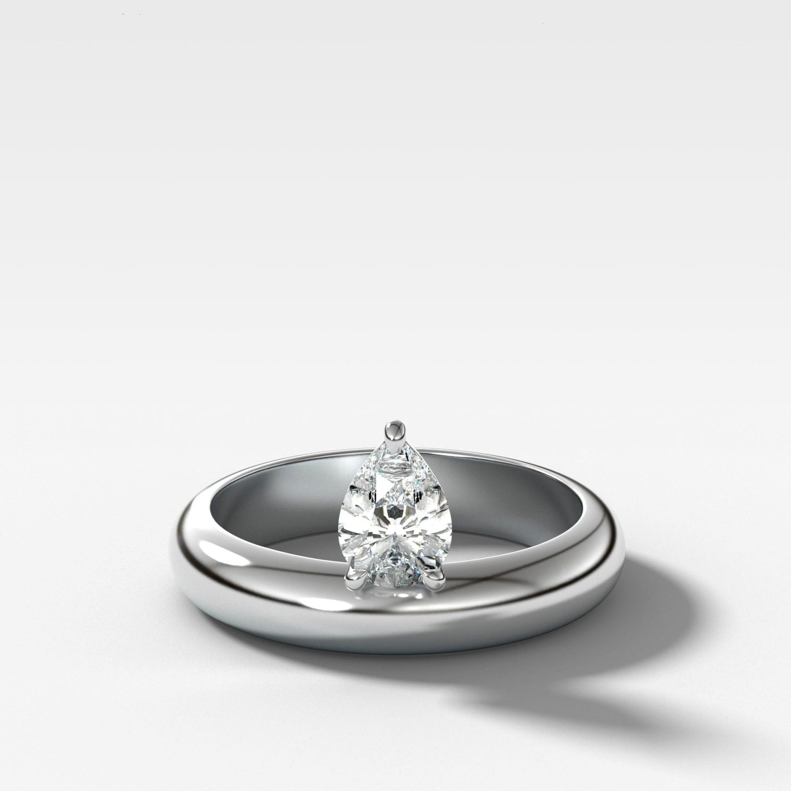 Floating Harper Wedding Band with a Pear - GOODSTONE