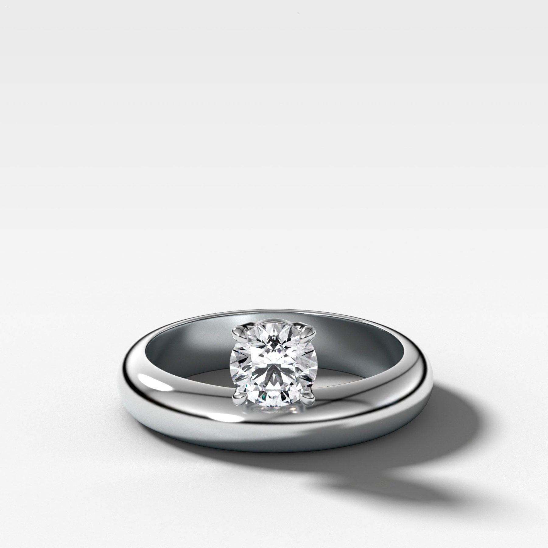 Floating Harper Wedding Band with a Round - GOODSTONE