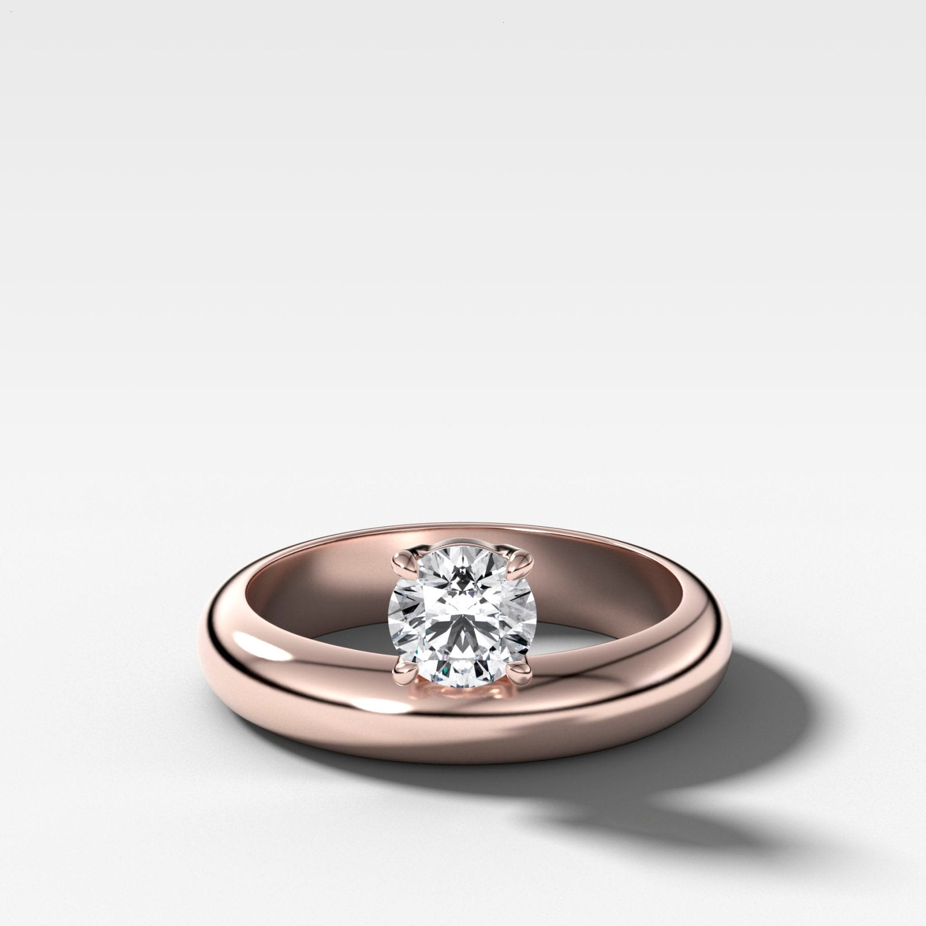 Floating Harper Wedding Band with a Round - GOODSTONE