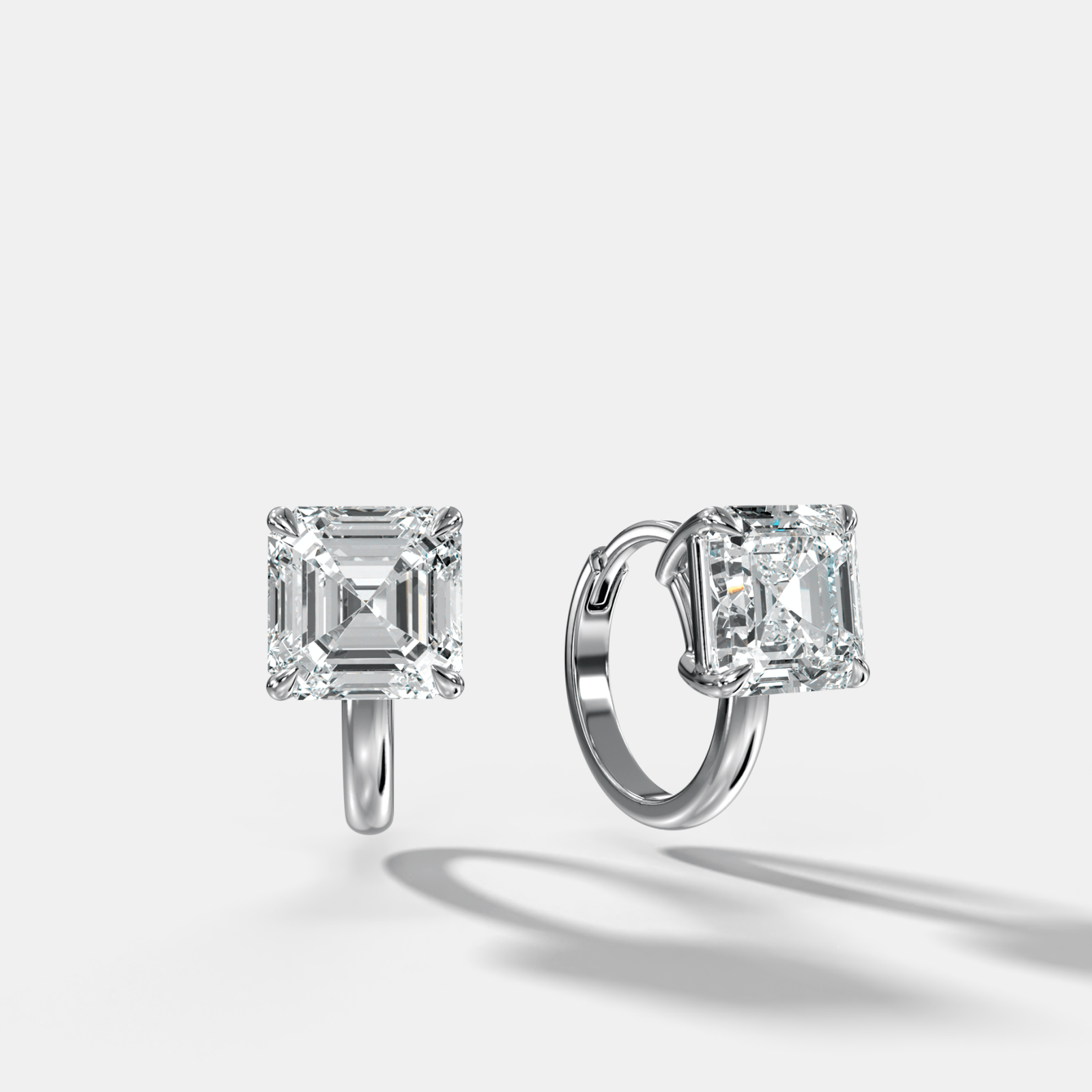 Floating Huggie with Asscher Cut Diamonds - GOODSTONE