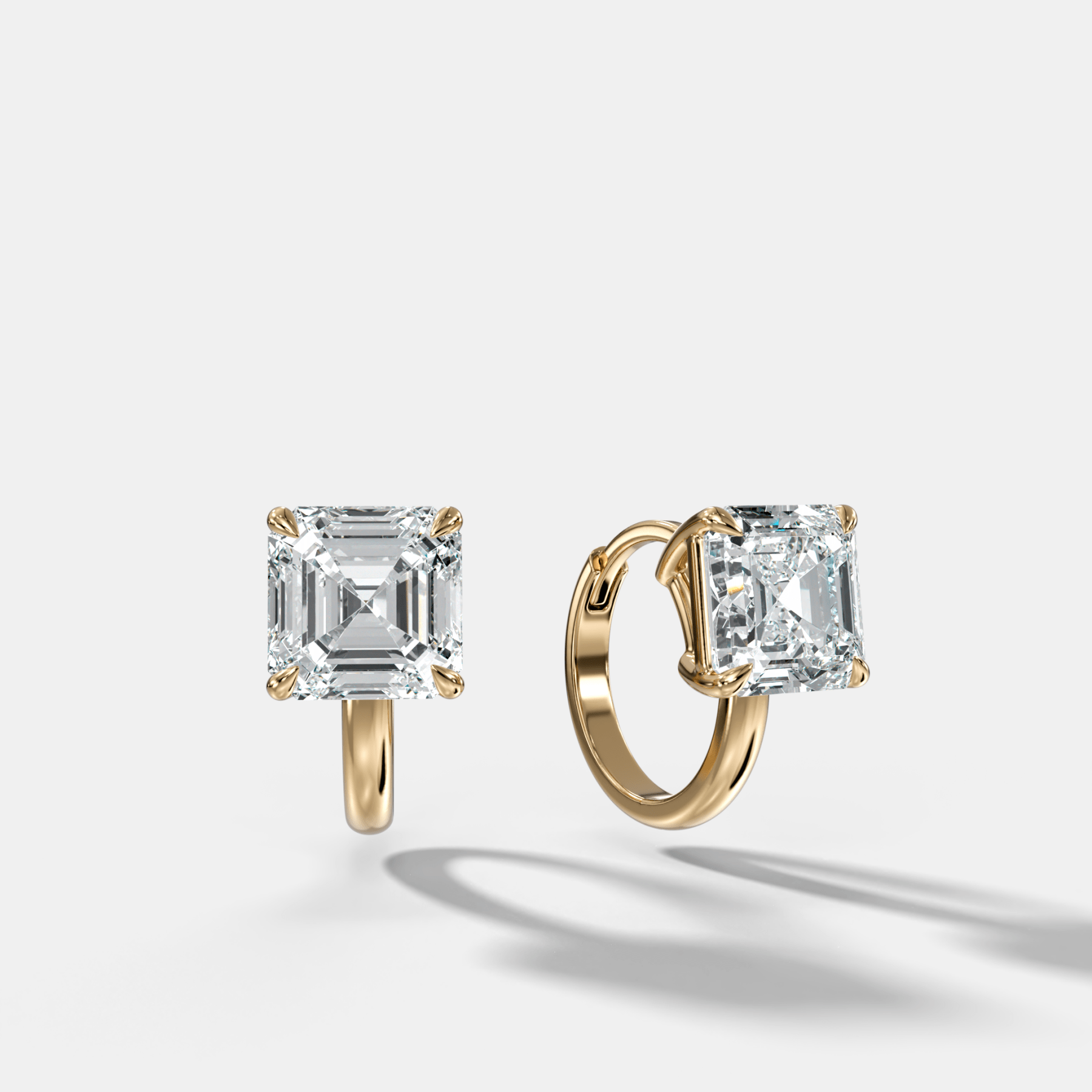 Floating Huggie with Asscher Cut Diamonds - GOODSTONE