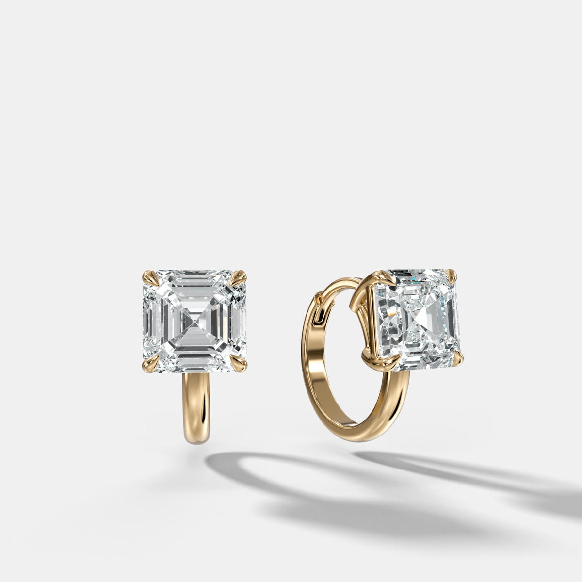 Floating Huggie with Asscher Cut Diamonds - GOODSTONE