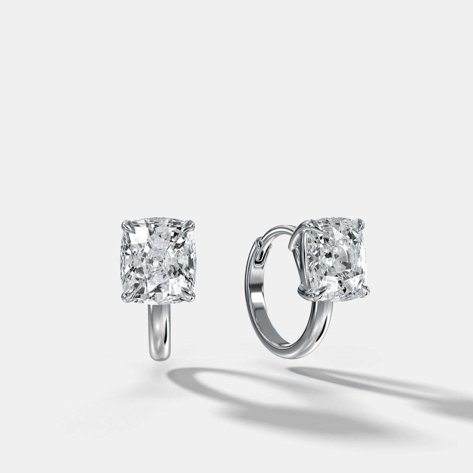Floating Huggie with Cushion Cut Diamonds - GOODSTONE