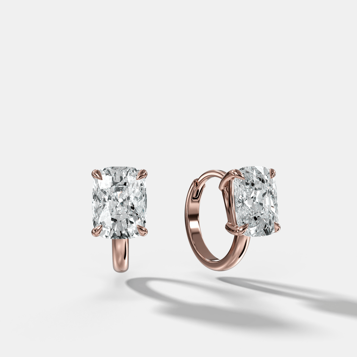 Floating Huggie with Elongated Cushion Cut Diamonds - GOODSTONE