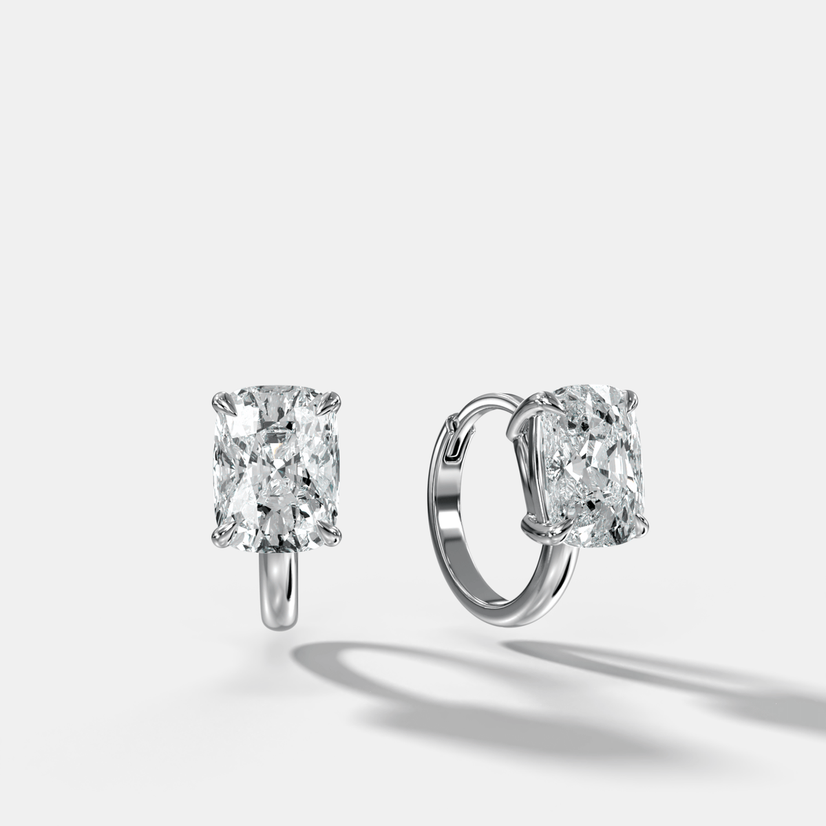 Floating Huggie with Elongated Cushion Cut Diamonds - GOODSTONE