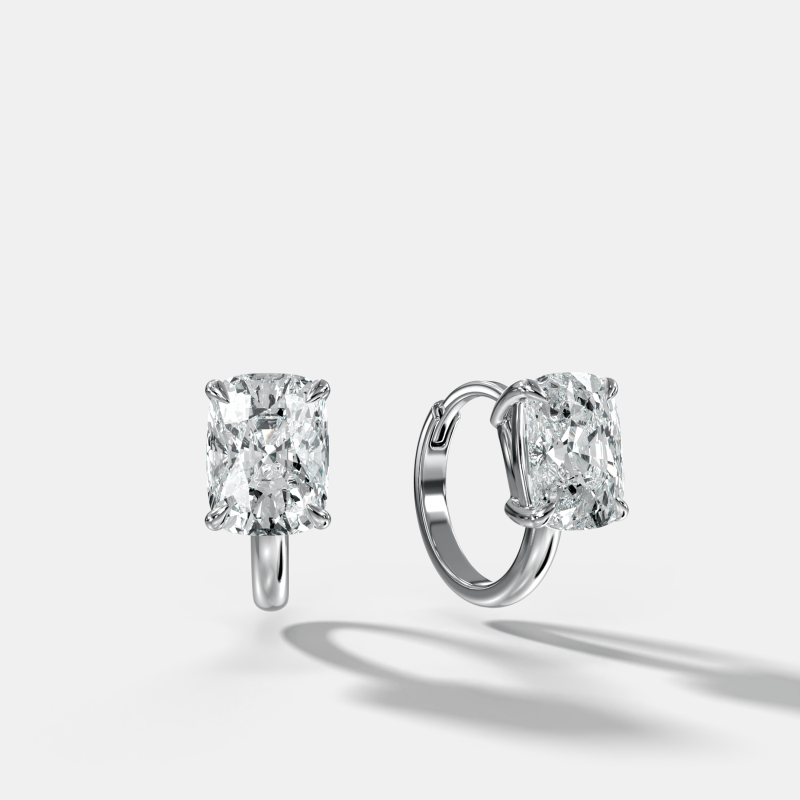 Floating Huggie with Elongated Cushion Cut Diamonds - GOODSTONE
