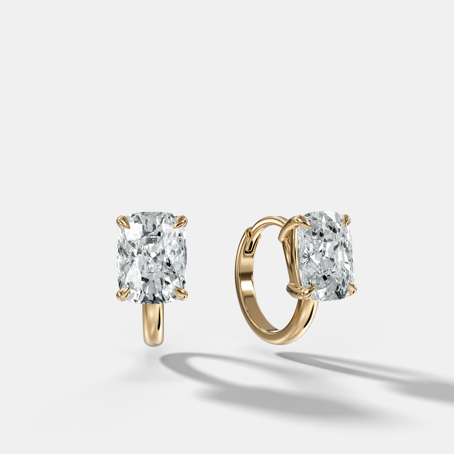 Floating Huggie with Elongated Cushion Cut Diamonds - GOODSTONE