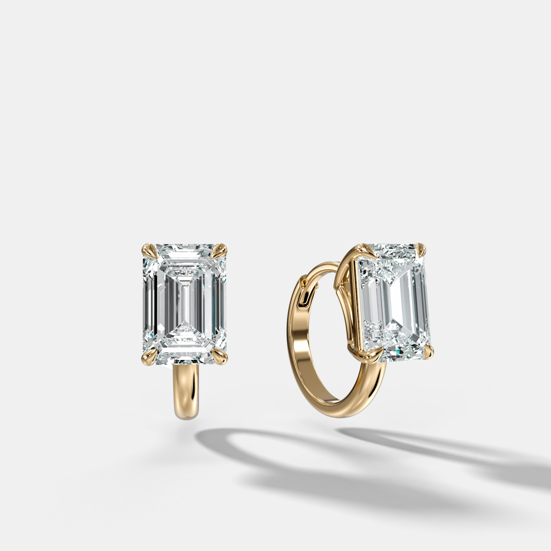 Floating Huggie with Emerald Cut Diamonds - GOODSTONE