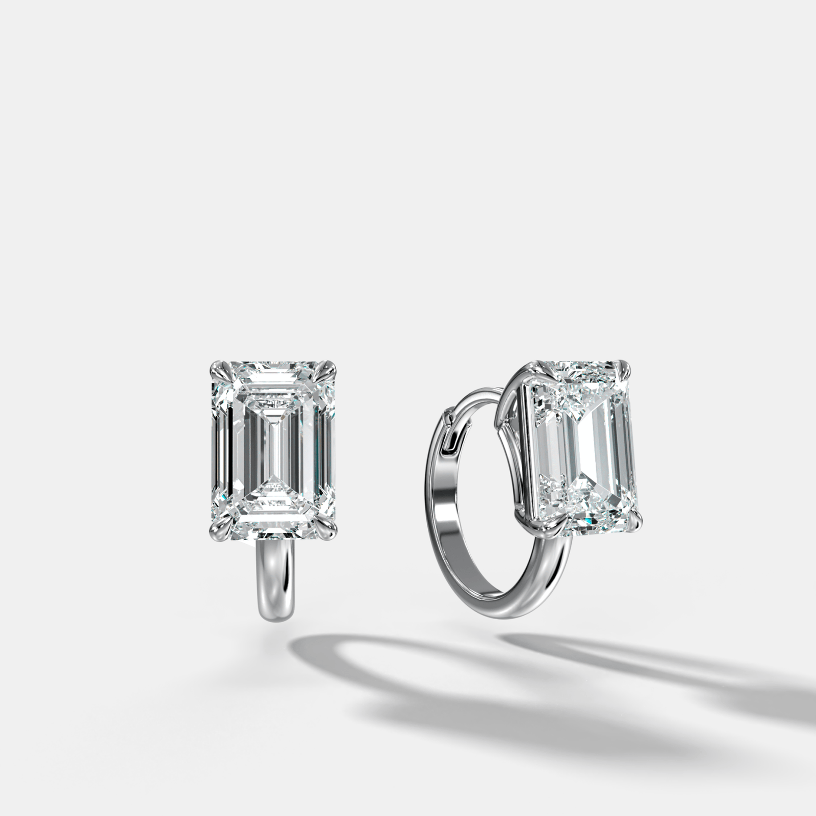 Floating Huggie with Emerald Cut Diamonds - GOODSTONE