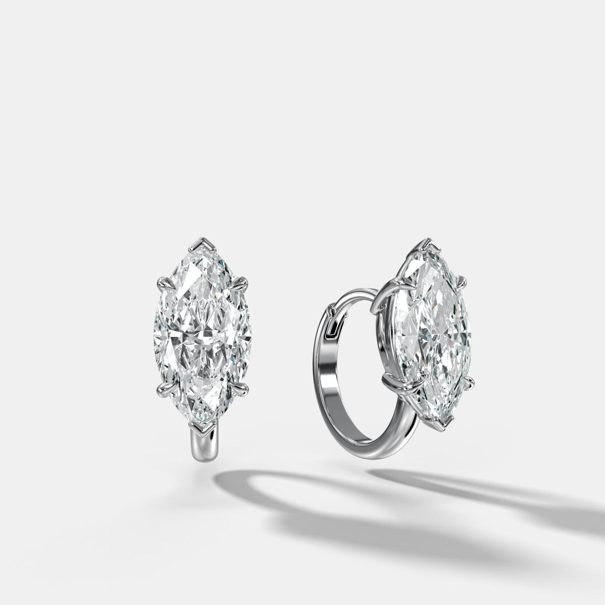 Floating Huggie with Marquise Cut Diamonds - GOODSTONE