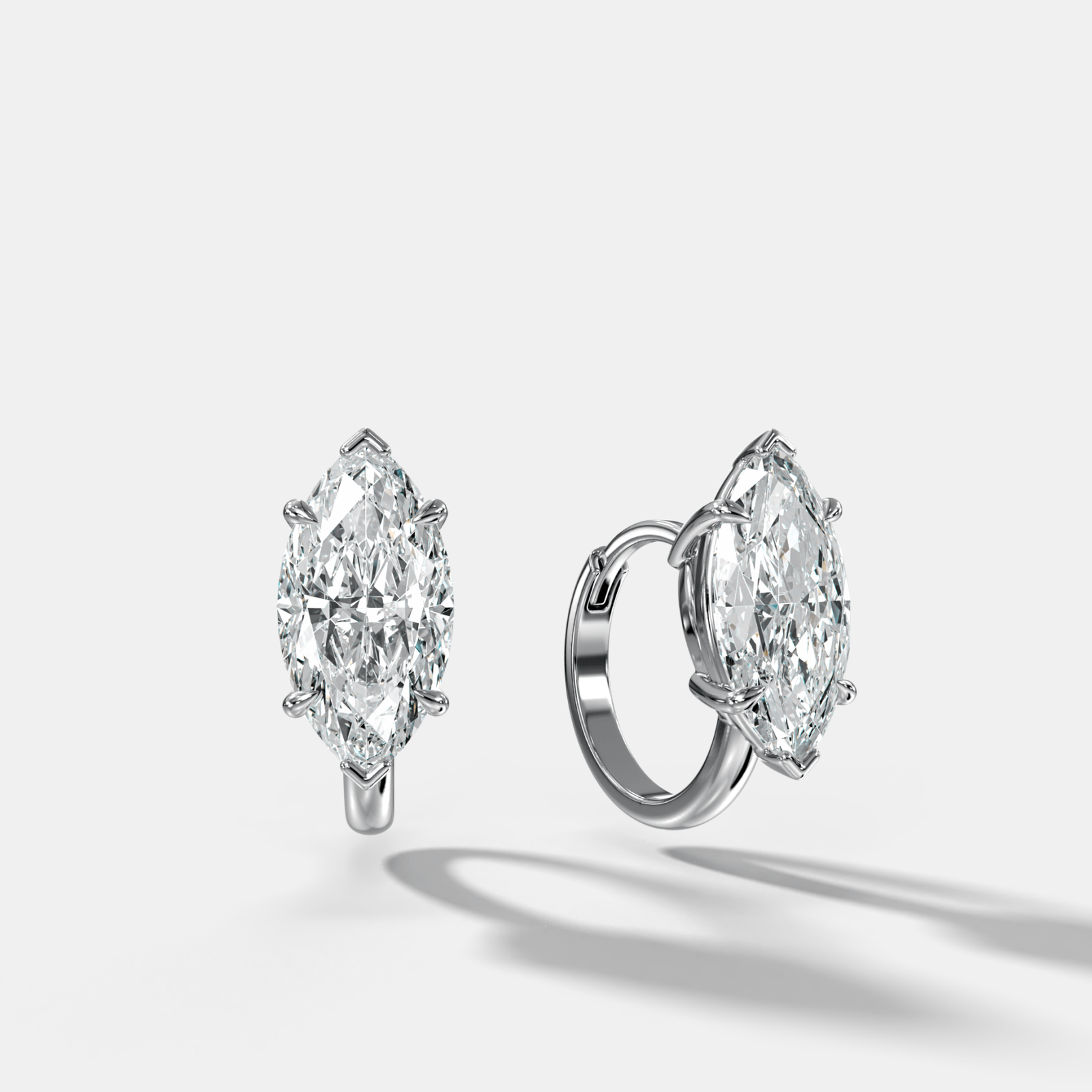 Floating Huggie with Marquise Cut Diamonds - GOODSTONE