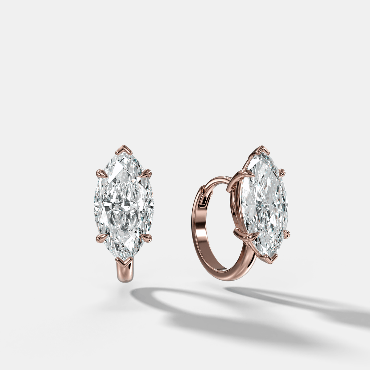 Floating Huggie with Marquise Cut Diamonds - GOODSTONE