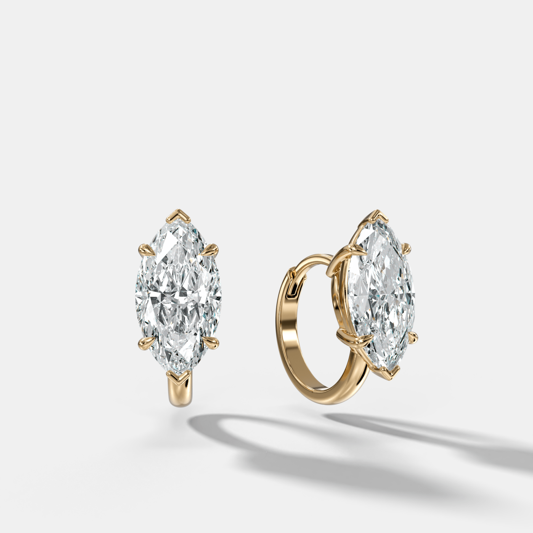 Floating Huggie with Marquise Cut Diamonds - GOODSTONE