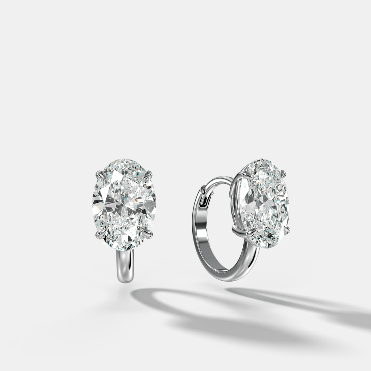 Floating Huggie with Oval Cut Diamonds - GOODSTONE