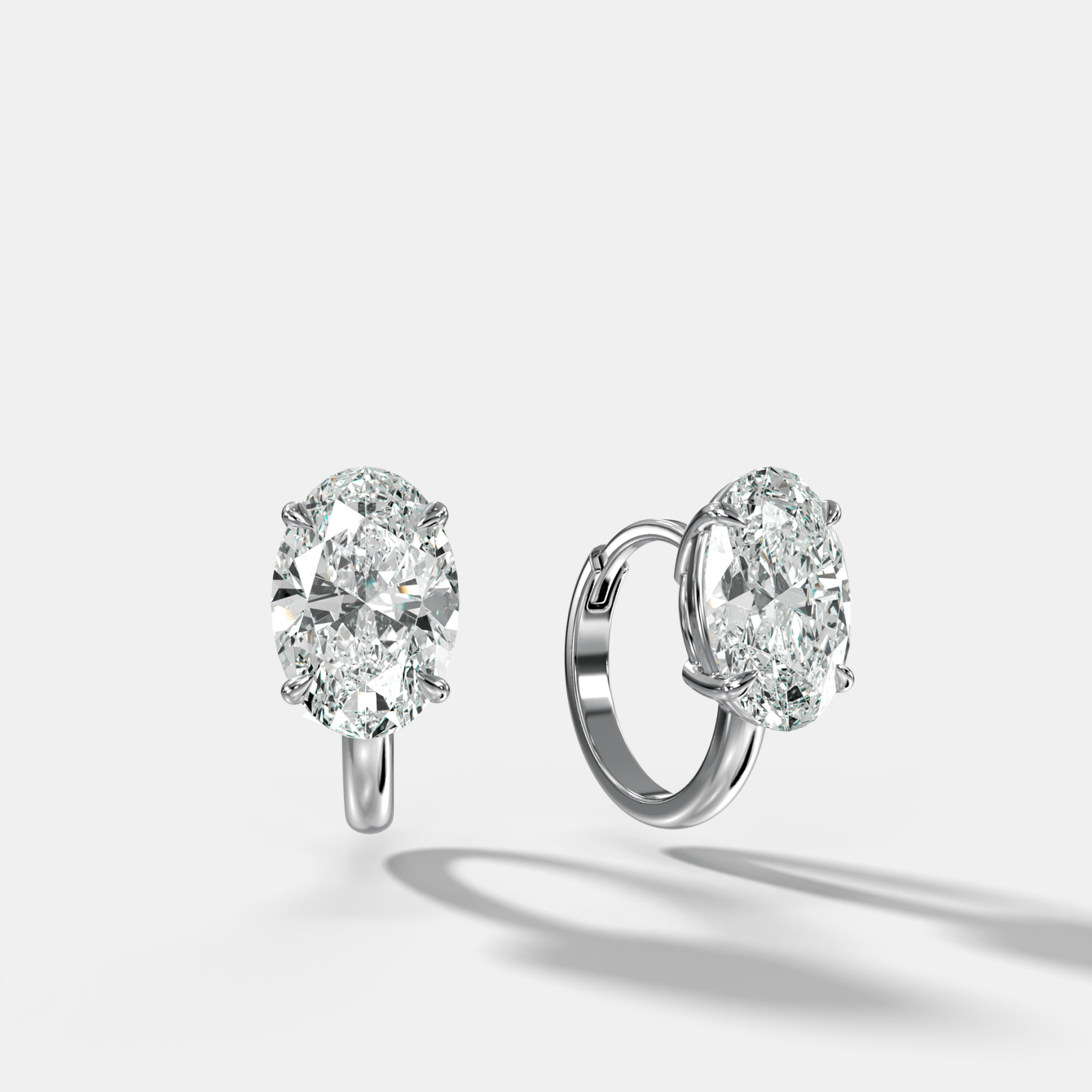 Floating Huggie with Oval Cut Diamonds - GOODSTONE