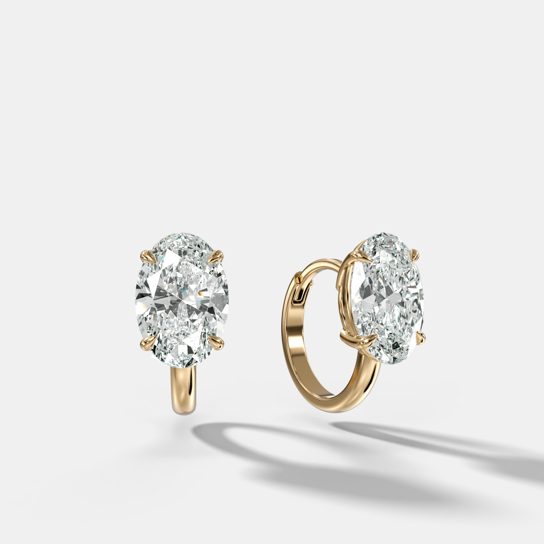 Floating Huggie with Oval Cut Diamonds - GOODSTONE