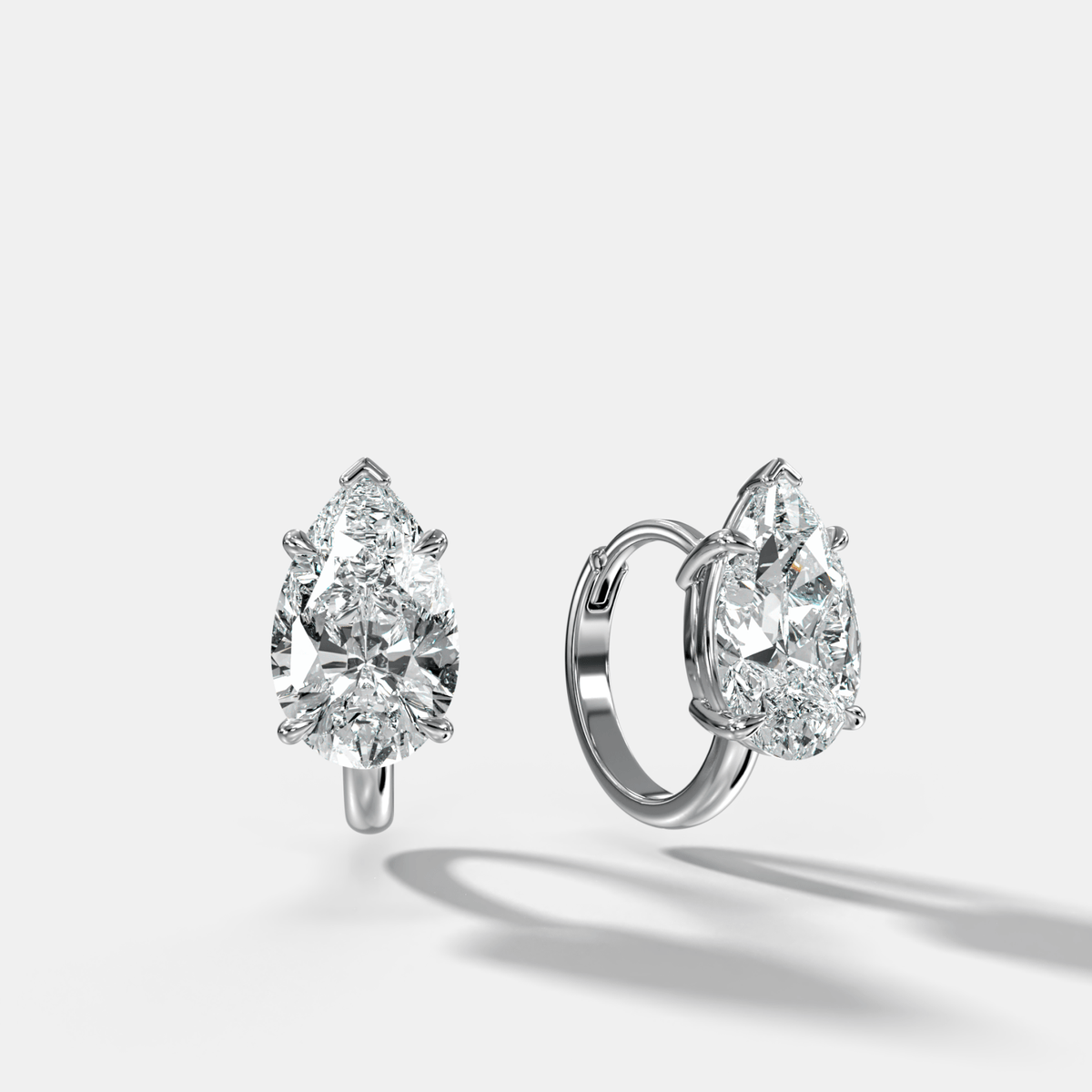 Floating Huggie with Pear Cut Diamonds - GOODSTONE