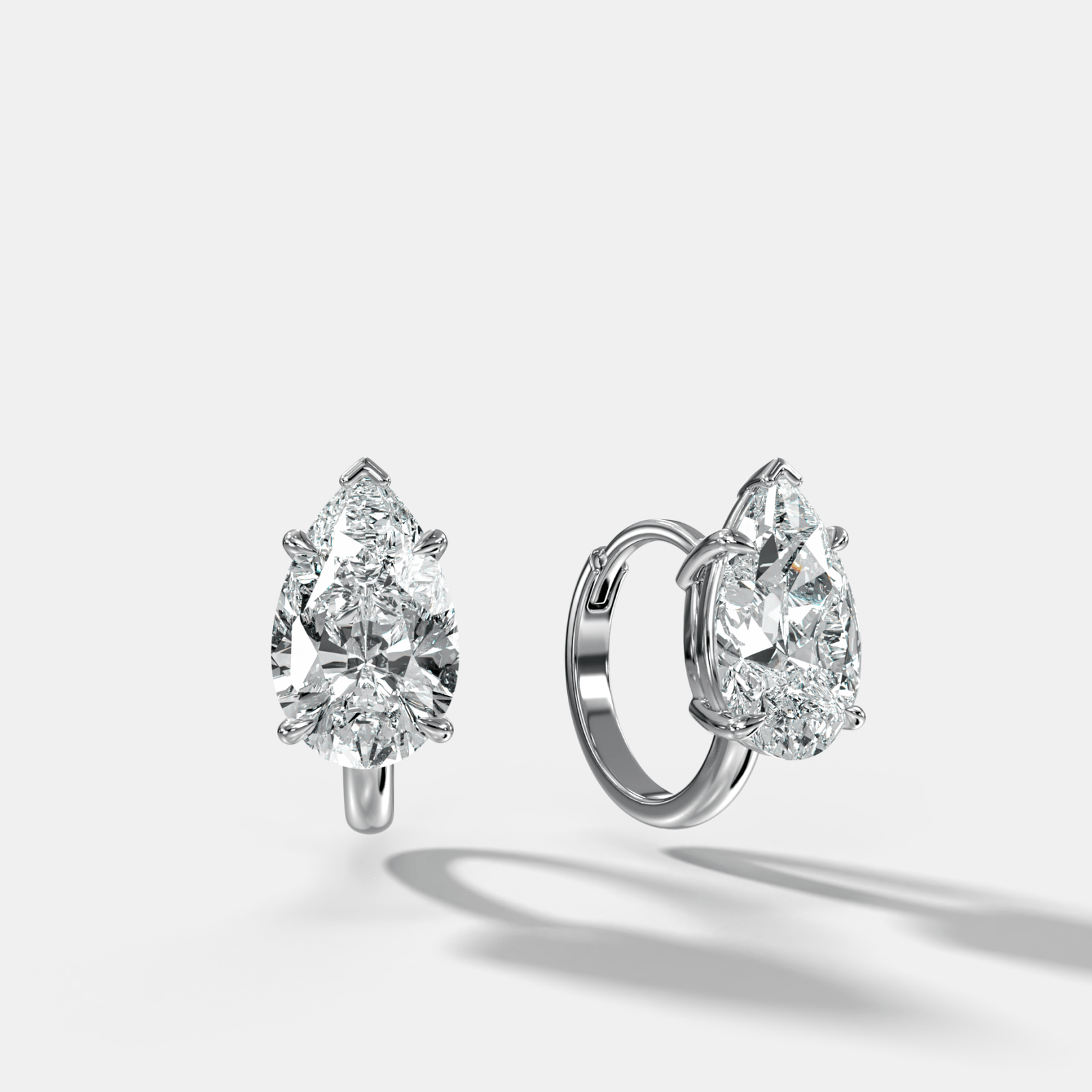 Floating Huggie with Pear Cut Diamonds - GOODSTONE