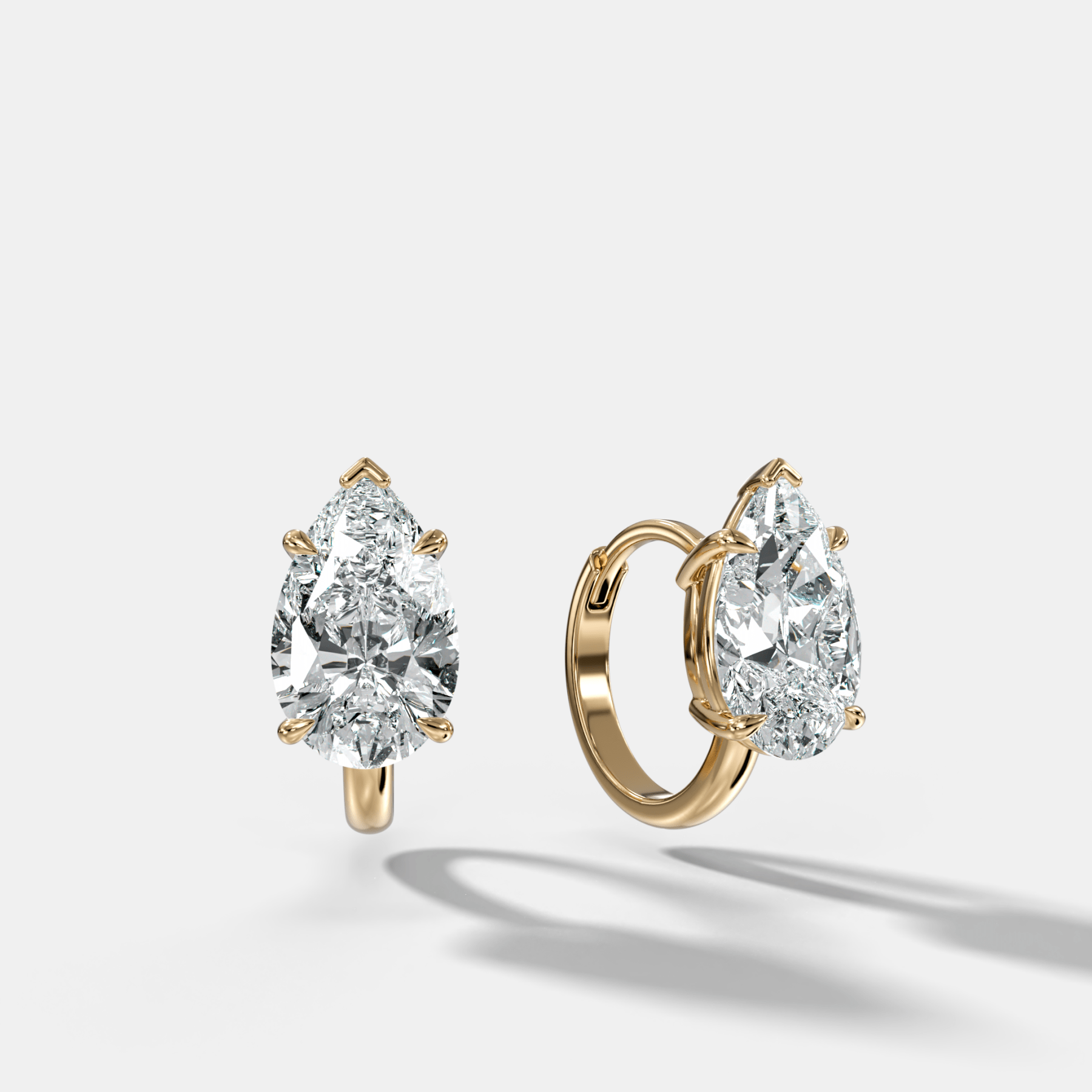 Floating Huggie with Pear Cut Diamonds - GOODSTONE