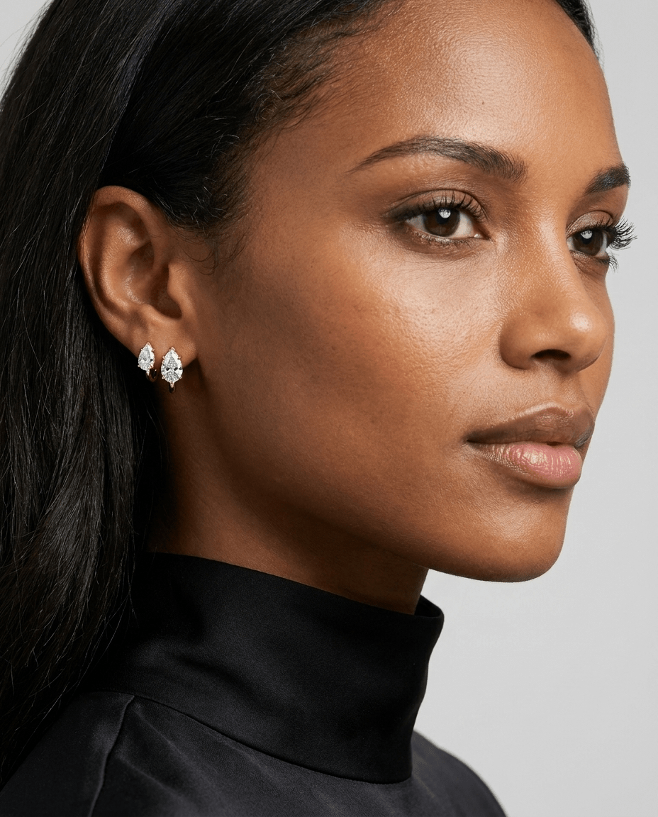 Floating Huggie with Pear Cut Diamonds - GOODSTONE