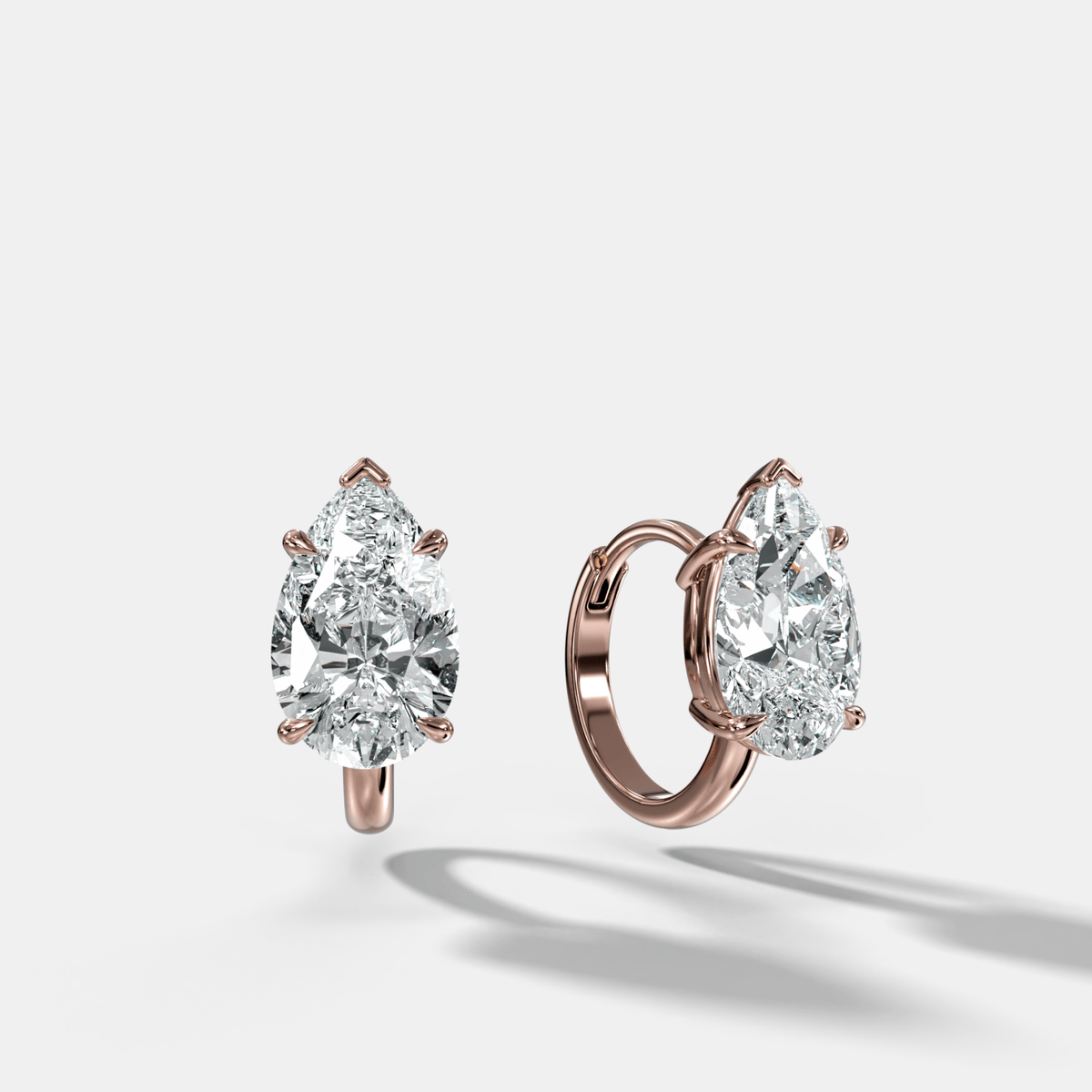 Floating Huggie with Pear Cut Diamonds - GOODSTONE