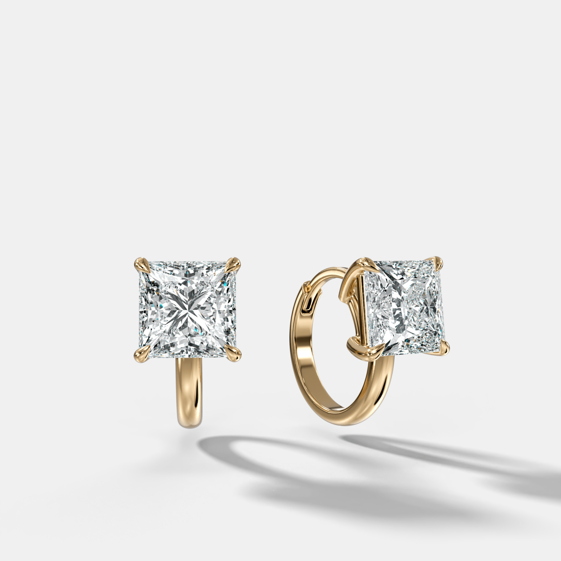 Floating Huggie with Princess Cut Diamonds - GOODSTONE