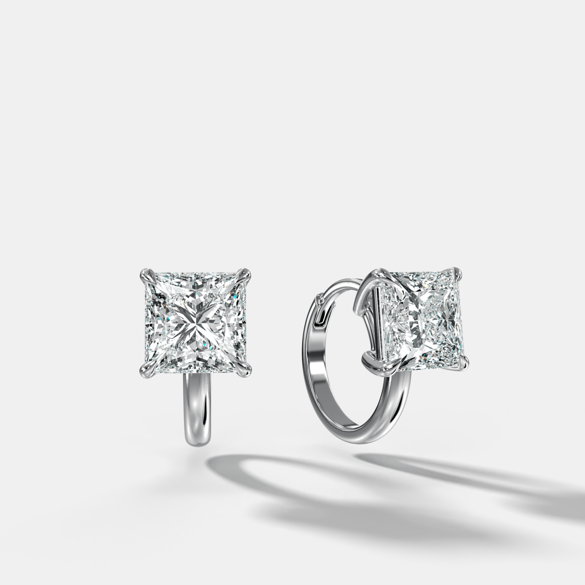 Floating Huggie with Princess Cut Diamonds - GOODSTONE