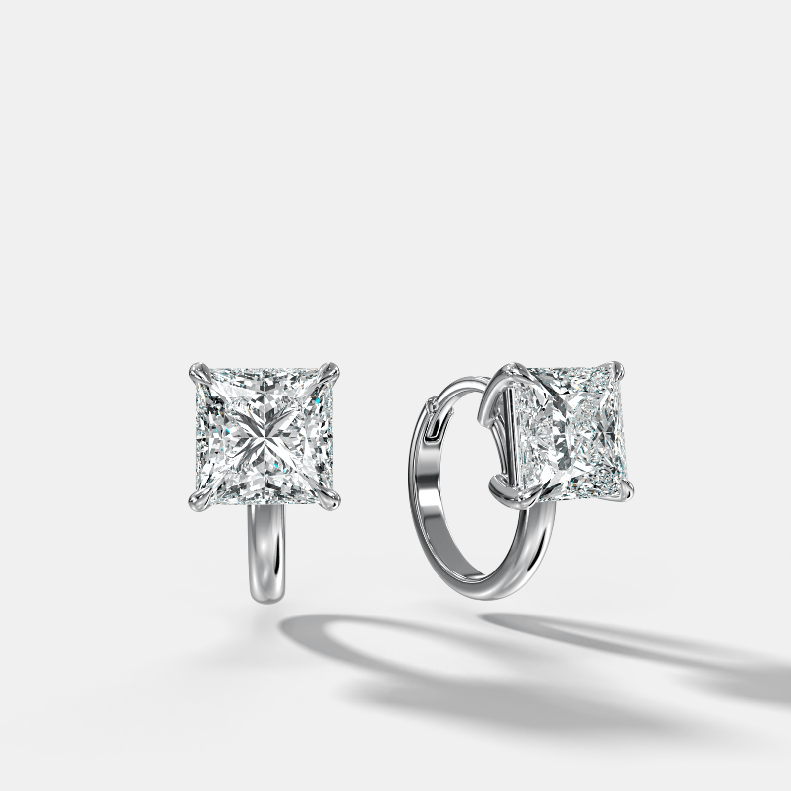 Floating Huggie with Princess Cut Diamonds - GOODSTONE