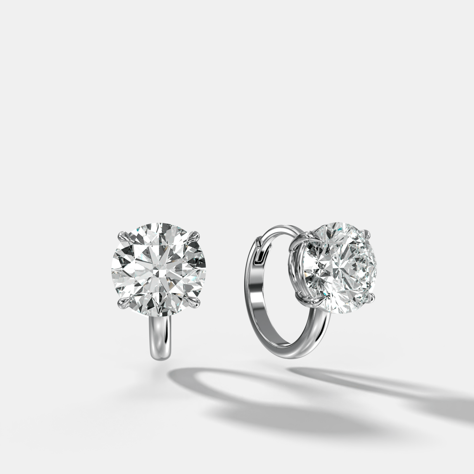 Floating Huggie with Round Cut Diamonds - GOODSTONE