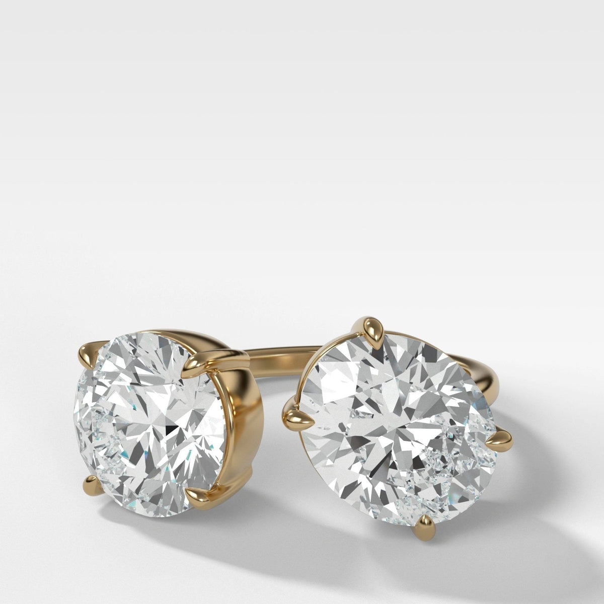Floating Toi et Moi Engagement Ring with Oval and Round Cut Diamonds - GOODSTONE
