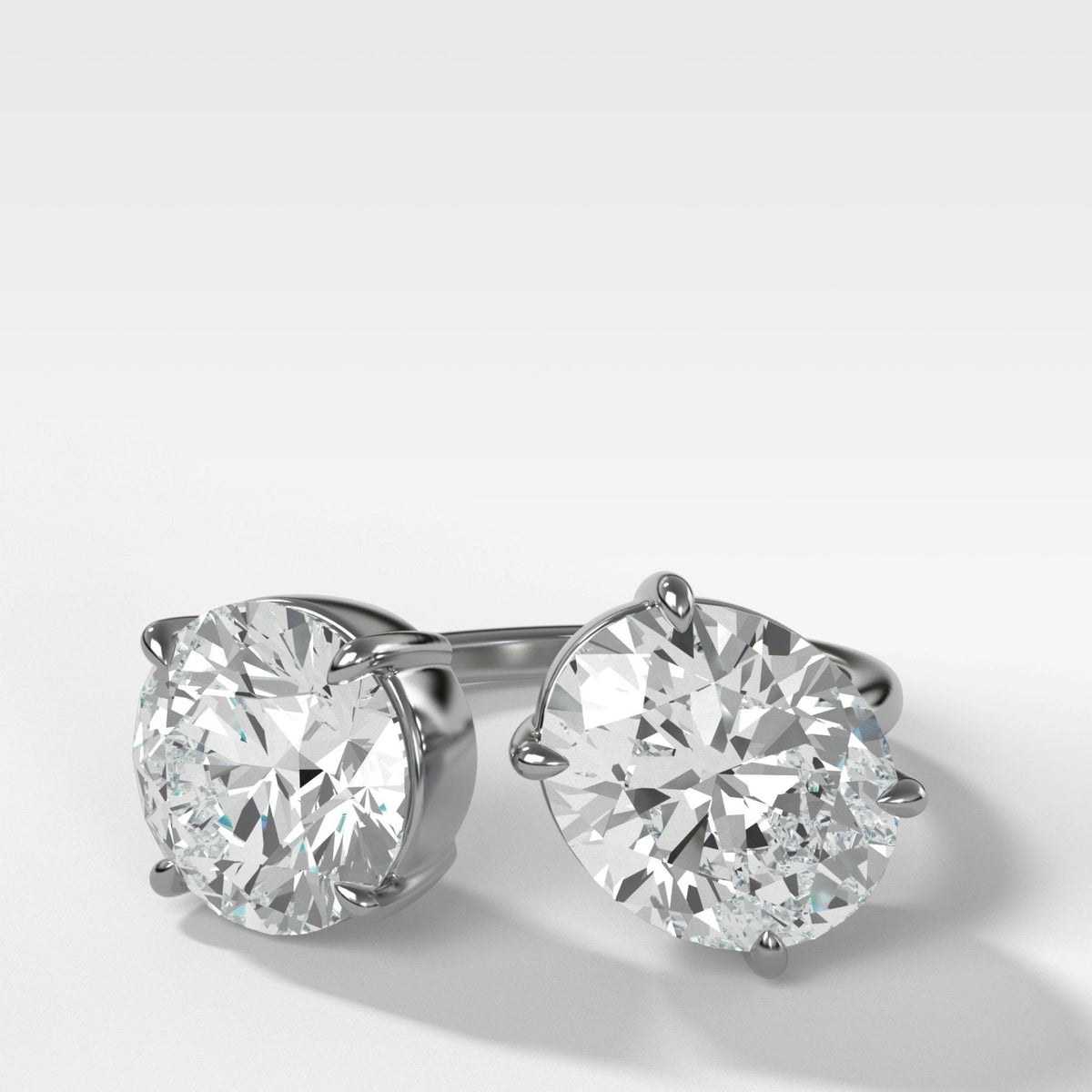 Floating Toi et Moi Engagement Ring with Oval and Round Cut Diamonds - GOODSTONE