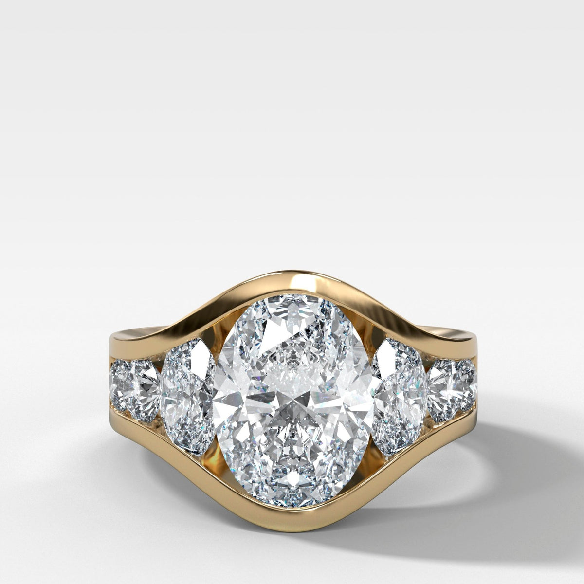 Full Channel Set Engagement Ring with Oval Cut Diamond - GOODSTONE