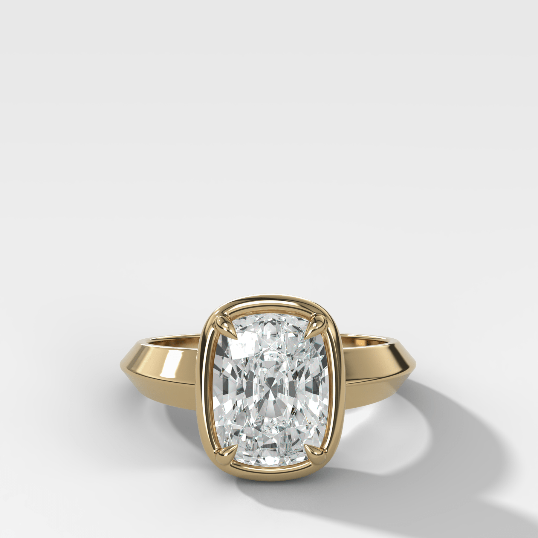 Graduated Knife Edge Club Ring with Elongated Cushion Cut Diamond - GOODSTONE