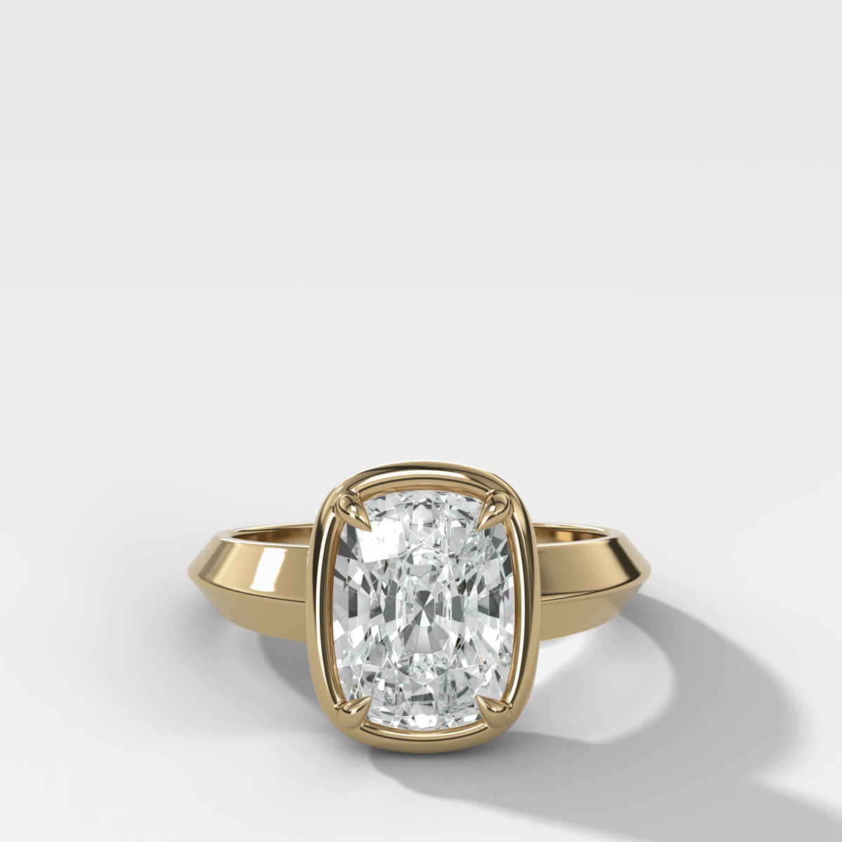 Graduated Knife Edge Club Ring with Elongated Cushion Cut Diamond - GOODSTONE