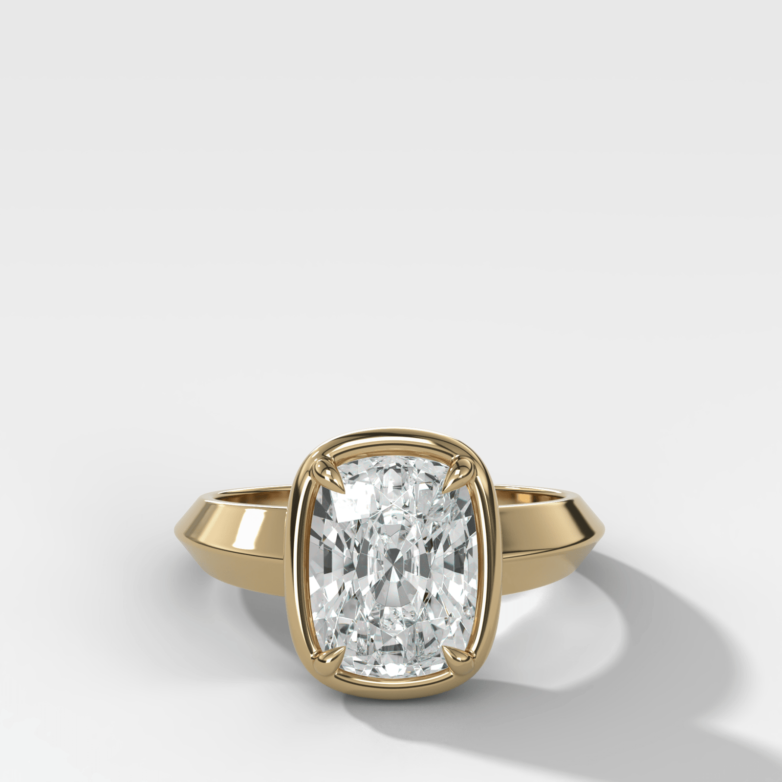 Graduated Knife Edge Club Ring with Elongated Cushion Cut Diamond - GOODSTONE
