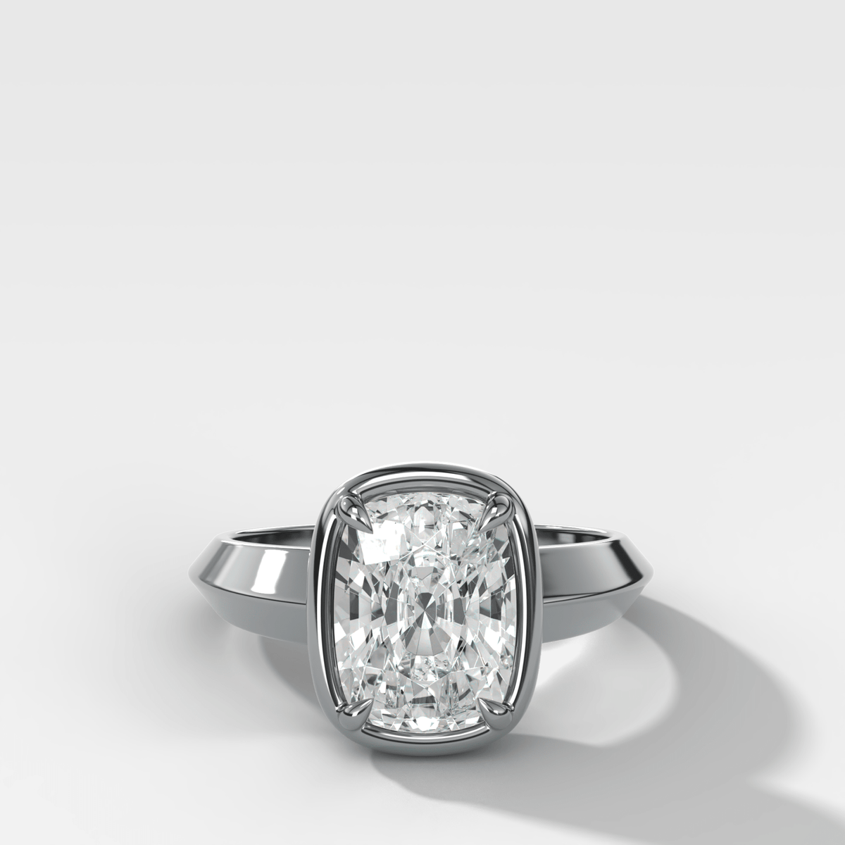 Graduated Knife Edge Club Ring with Elongated Cushion Cut Diamond - GOODSTONE