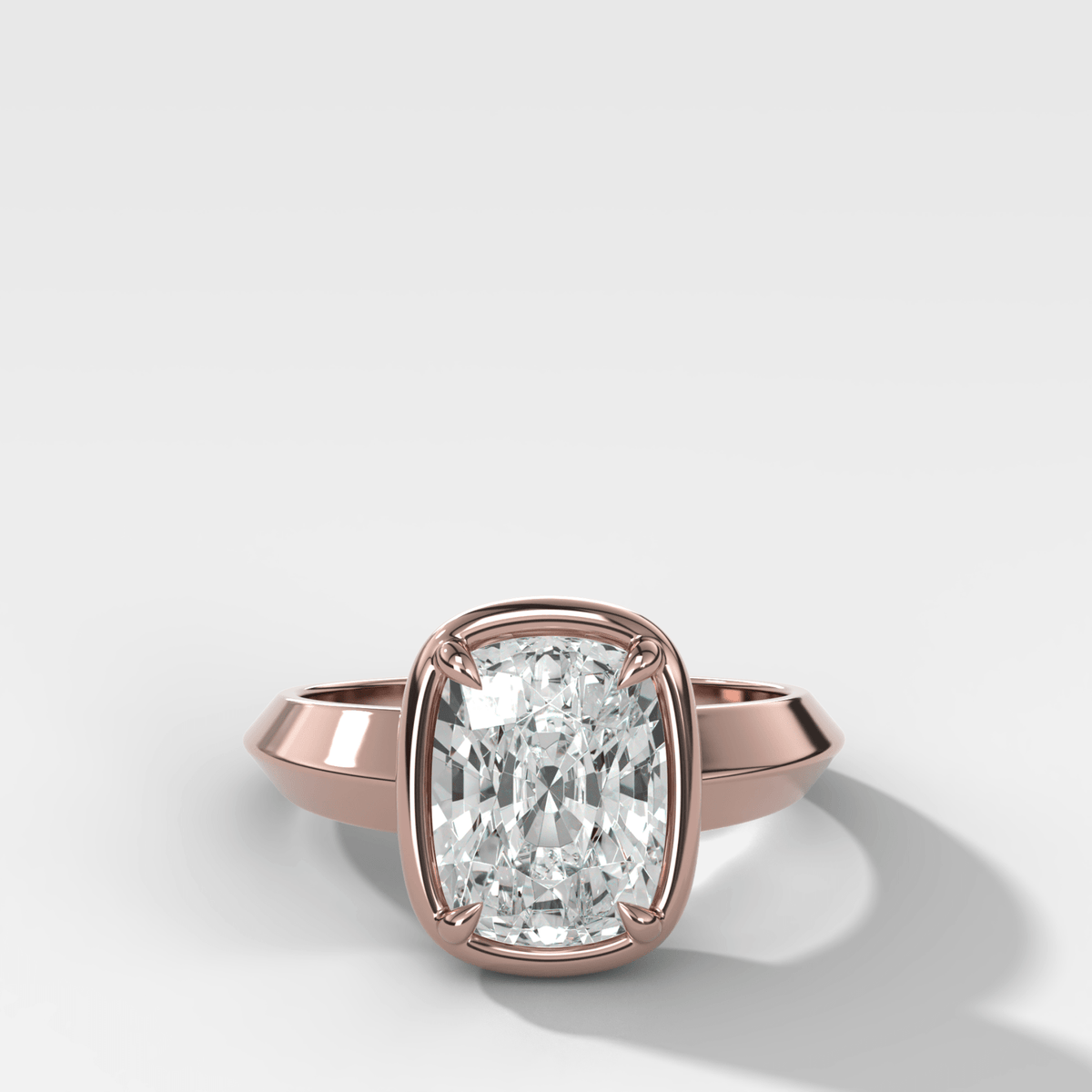 Graduated Knife Edge Club Ring with Elongated Cushion Cut Diamond - GOODSTONE