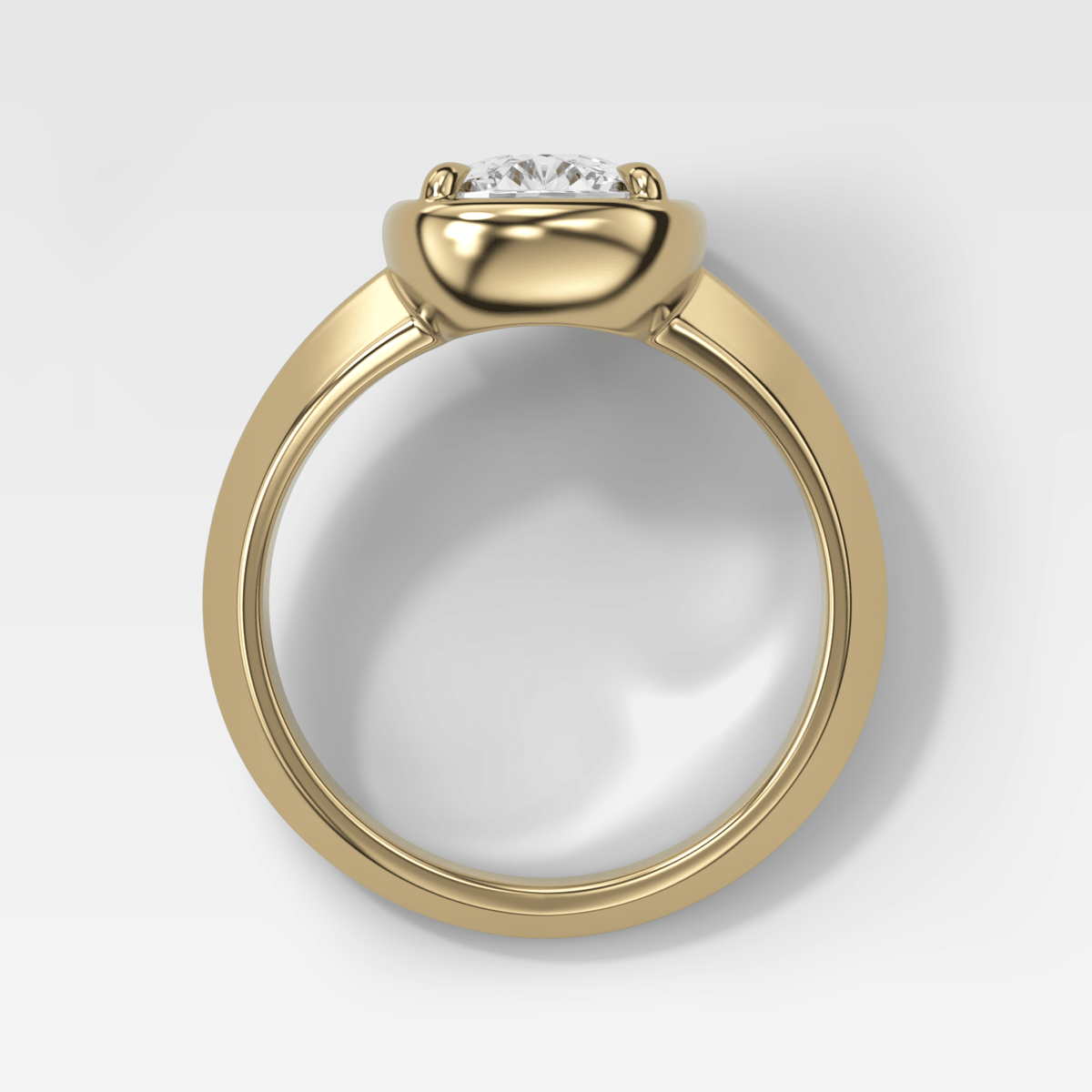 Graduated Knife Edge Club Ring with Elongated Cushion Cut Diamond - GOODSTONE