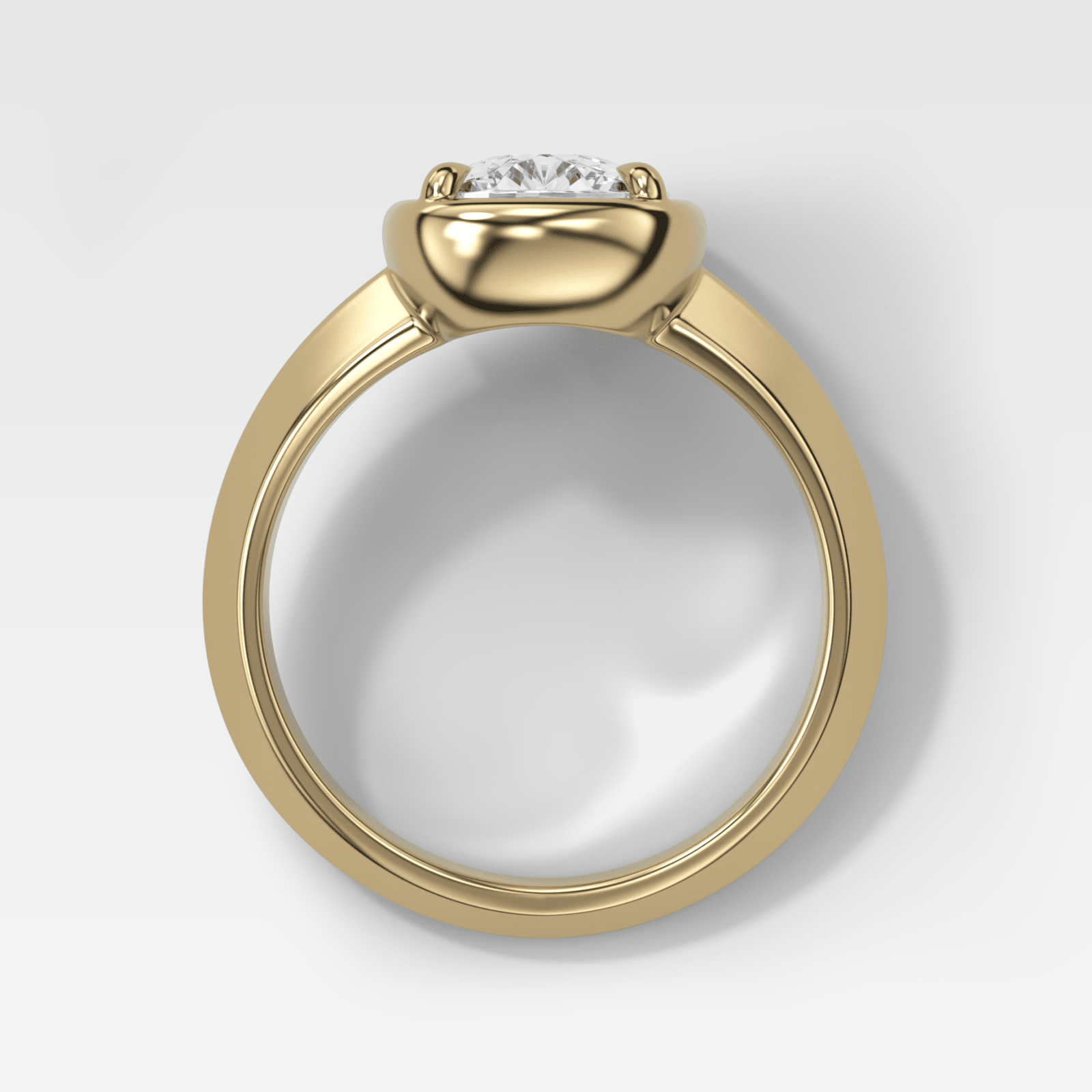 Graduated Knife Edge Club Ring with Elongated Cushion Cut Diamond - GOODSTONE
