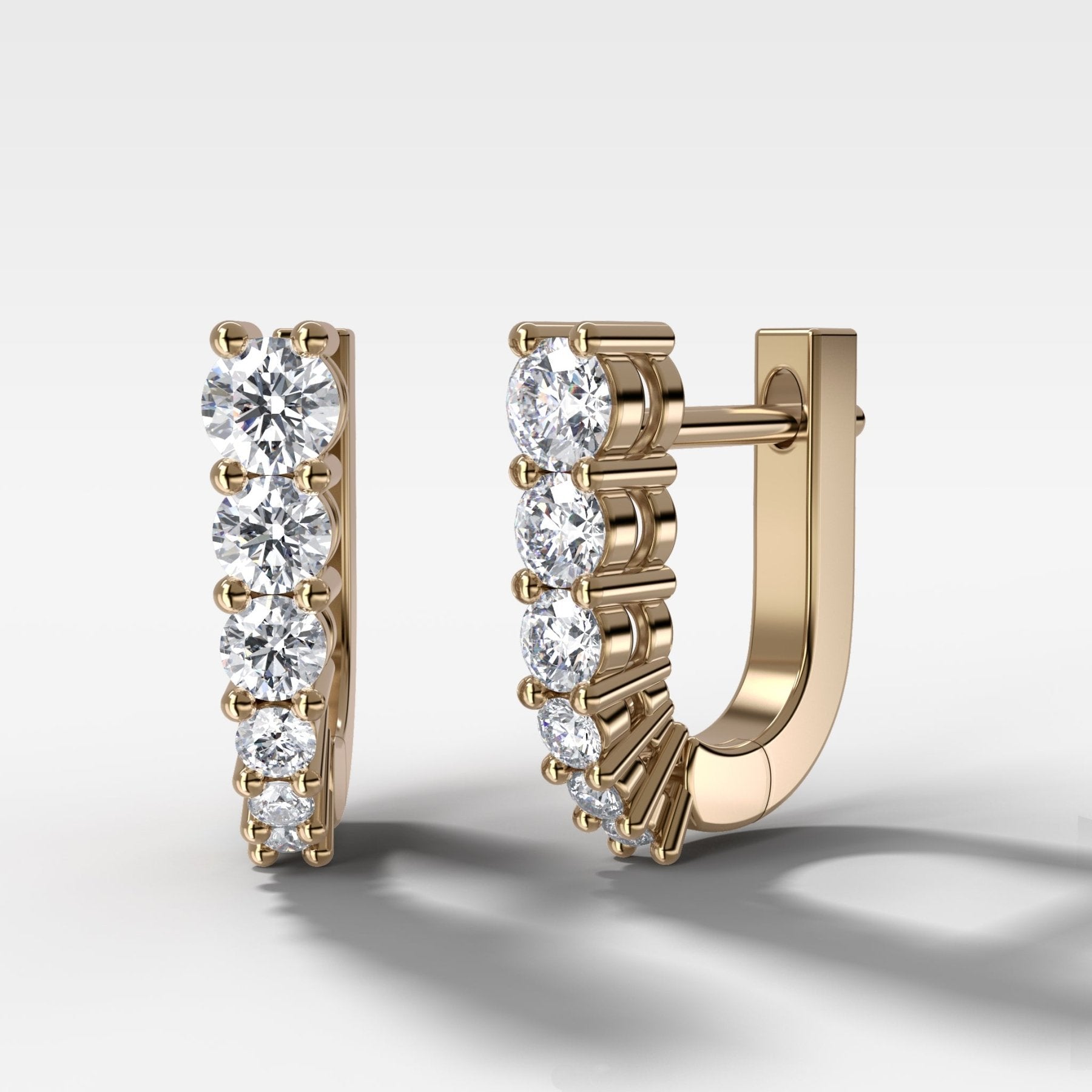 Graduated Shared Prong Diamond Hoop Earrings - GOODSTONE