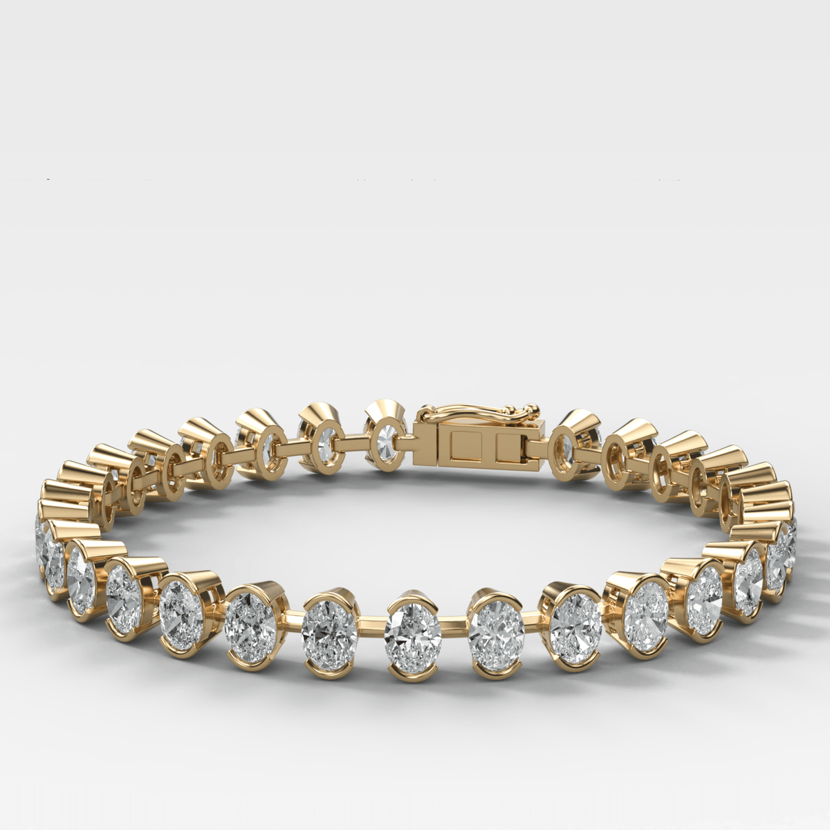 Half Bezel Oval Spaced Diamond Bracelet (5.5 carat) - GOODSTONE