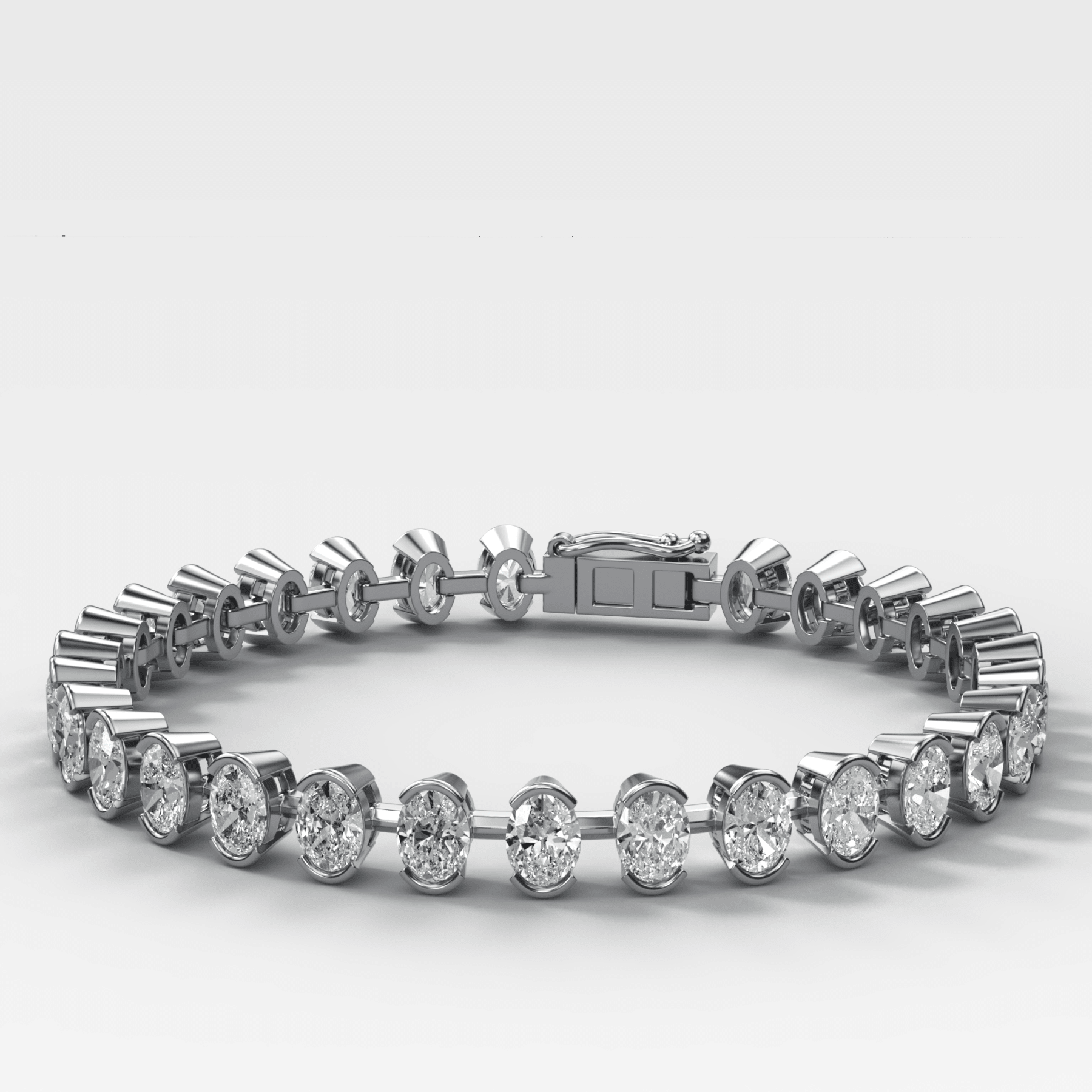 Half Bezel Oval Spaced Diamond Bracelet (5.5 carat) - GOODSTONE