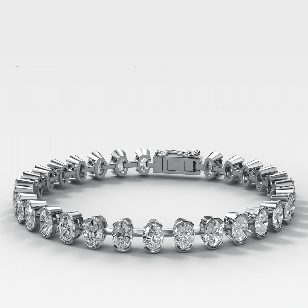 Half Bezel Oval Spaced Diamond Bracelet (5.5 carat) - GOODSTONE
