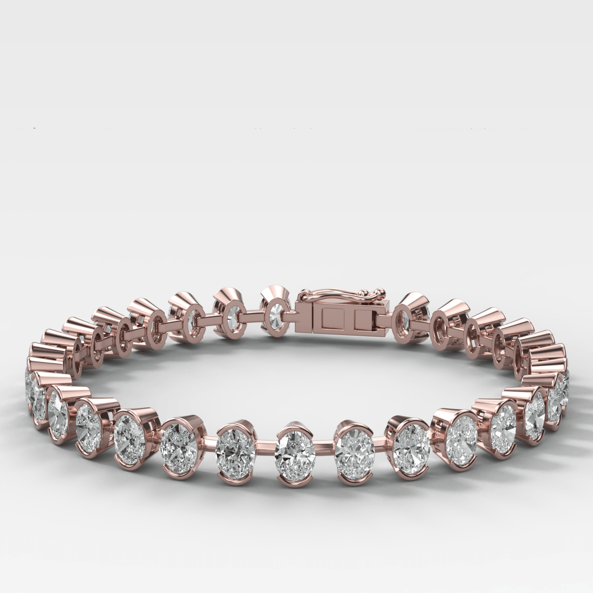 Half Bezel Oval Spaced Diamond Bracelet (5.5 carat) - GOODSTONE