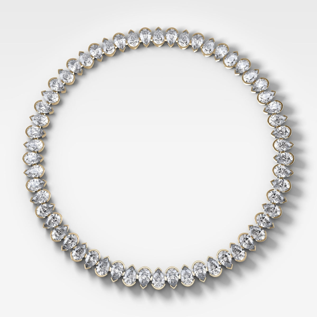 Half Bezel Pear Diamond Choker Necklace - GOODSTONE