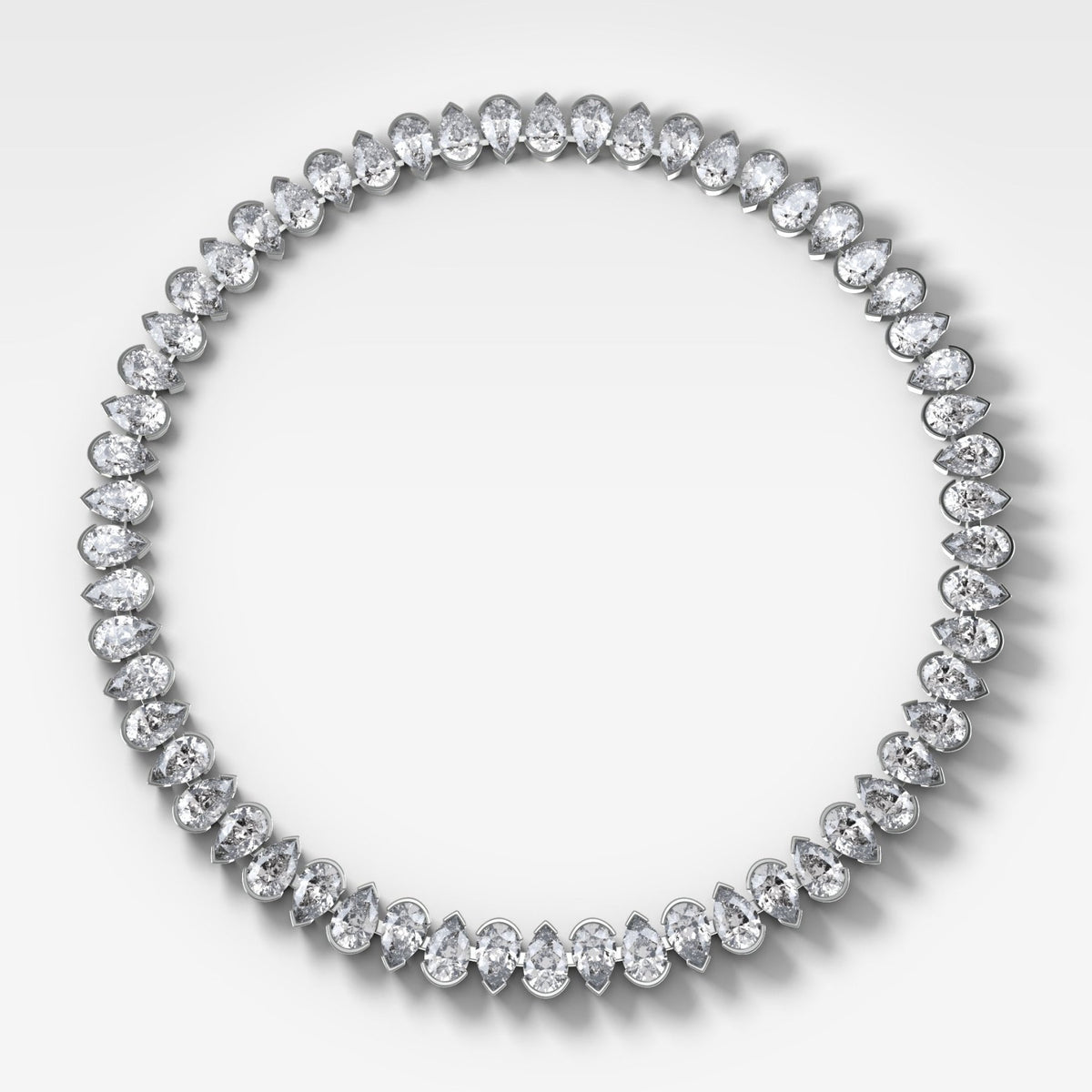 Half Bezel Pear Diamond Choker Necklace - GOODSTONE