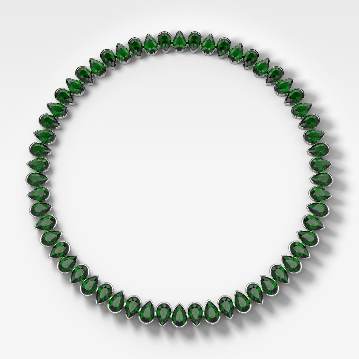 Half Bezel Pear Emerald Diamond Choker Necklace - GOODSTONE