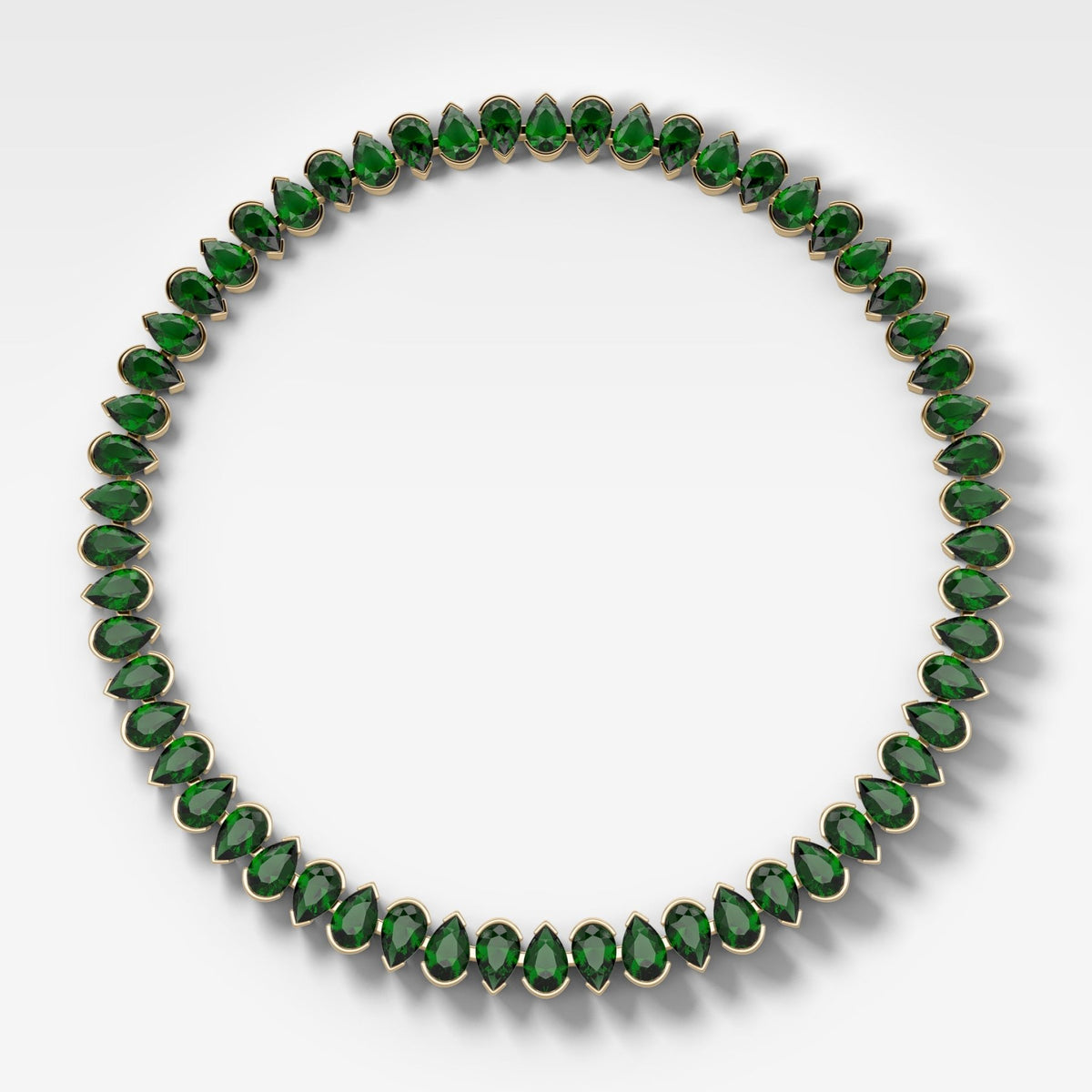 Half Bezel Pear Emerald Diamond Choker Necklace - GOODSTONE